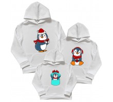 Пінгвіни з подарунком - новорічний комплект сімейних толстовок