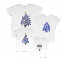 Елки голубые - новогодний комплект семейных футболок