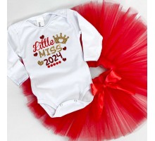 Little Miss 2024 - новорічний комплект для дівчинки боді +спідниця пачка фатинова