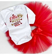 Little Miss 2024 - новорічний комплект для дівчинки боді +спідниця пачка фатинова