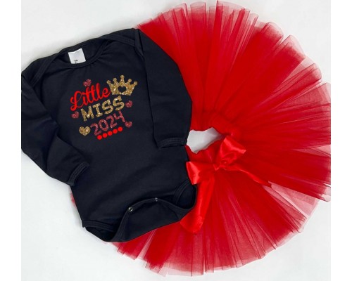 Little Miss 2024 - новогодний комплект для девочки боди +юбка пачка фатиновая купить в интернет магазине