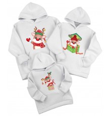 Олені в шарфиках - комплект новорічних толстовок для всієї сім'ї