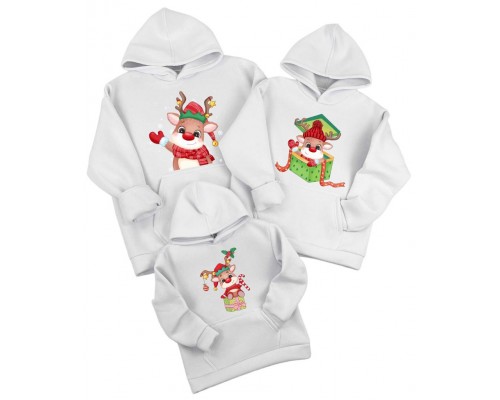 Олені в шарфиках - комплект новорічних толстовок для всієї сімї купити в інтернет магазині