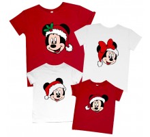 Міккі Мауси новорічні - комплект сімейних футболок на новий рік для чотирьох
