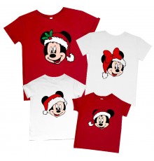 Микки Маусы новогодние - комплект семейных футболок на новый год для четверых