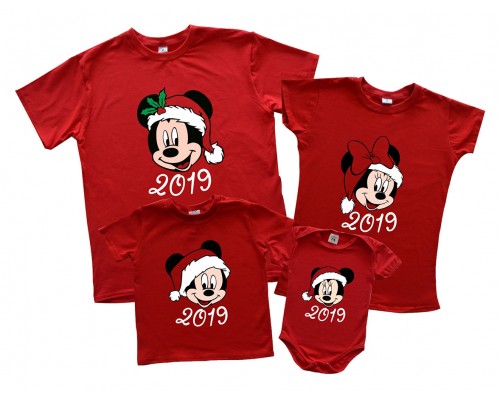 Микки Маусы новогодние - комплект семейных футболок на новый год для четверых купить в интернет магазине
