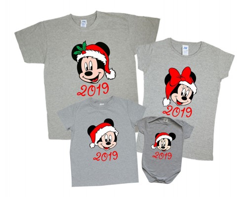 Міккі Мауси новорічні - комплект сімейних футболок на новий рік для чотирьох купити в інтернет магазині