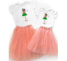 It's Christmas time - новогодний комплект для мамы и дочки футболка +юбка фатиновая балерина