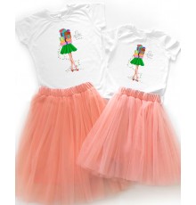 It's Christmas time - новорічний комплект для мами та доньки футболка +спідниця фатинова балерина