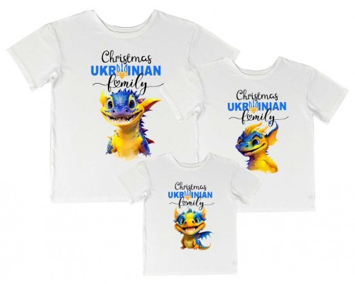 Christmas Ukrainian Family дракончики - комплект новорічних футболок для всієї родини купити в інтернет магазині