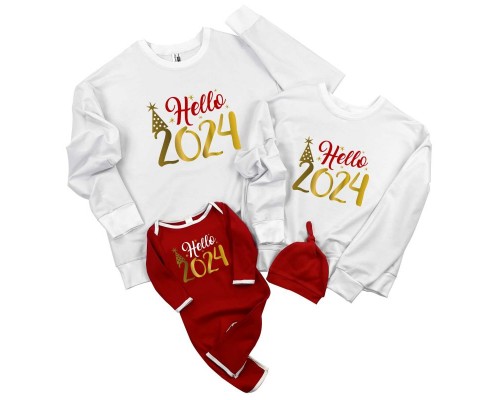 Hello 2024 - комплект новогодних свитшотов family look купить в интернет магазине