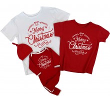 2024 Merry Christmas - новогодние футболки с комбинезоном-человечком фэмили лук
