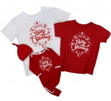 Merry Christmas - іменні новорічні футболки із комбінезоном-чоловічком фемілі лук