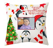 Пингвины - новогодняя подушка декоративная с фото