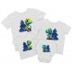 Динозаври з ялинками - комплект новорічних футболок для всієї сімї купити в інтернет магазині