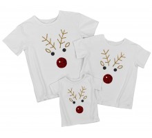 Олени глиттер - комплект новогодних футболок для всей семьи