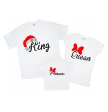 King, Queen, Prince, Princess - комплект новорічних футболок для всієї родини family look