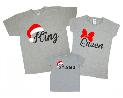 King, Queen, Prince, Princess - комплект новогодних футболок для всей семьи family look купить в интернет магазине