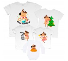 Весёлые олени - футболки для всей семьи Family Look на Новый год