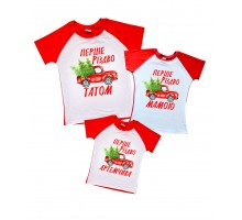Первое Рождество Папой, Мамой - комплект 2-х цветных футболок для всей семьи
