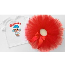 Новогодняя кукла Лол именная - футболка детская для девочки на Новый год +юбка пачка фатиновая