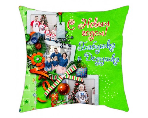 З Новим роком! Бабуся та Дідусь - новорічна подушка декоративна на 3 фото купити в інтернет магазині
