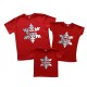 Сніжинки гліттер - новорічний комплект червоних футболок для всієї родини купити в інтернет магазині