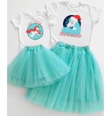 Merry Christmas Ho-Ho-Ho - новорічний комплект для мами та доньки футболка +спідниця фатинова балерина