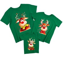 Новорічні олені - новорічні футболки для всієї родини