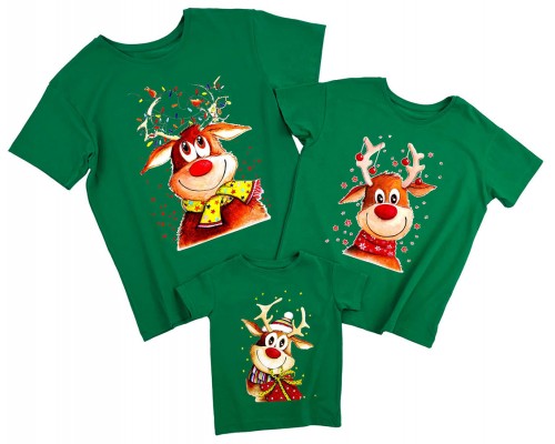 Новорічні олені - новорічні футболки для всієї родини купити в інтернет магазині