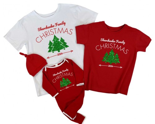 Family Christmas 2024 - іменні футболки із комбінезоном-чоловічком купити в інтернет магазині