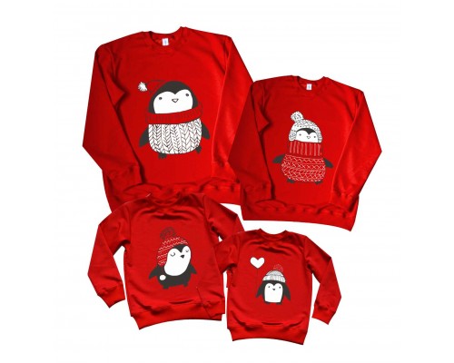 Пінгвіни в шапочках - новорічні світшоти для всієї родини купити в інтернет магазині