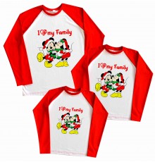I love my family - новорічний комплект сімейних регланів з Міккі Маусами