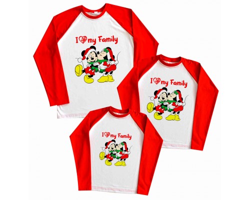 I love my family - новорічний комплект сімейних регланів з Міккі Маусами купити в інтернет магазині