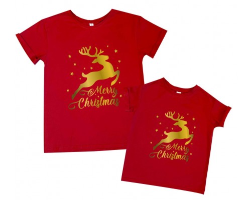 Merry Christmas - комплект новорічних футболок для мами та доньки купити в інтернет магазині