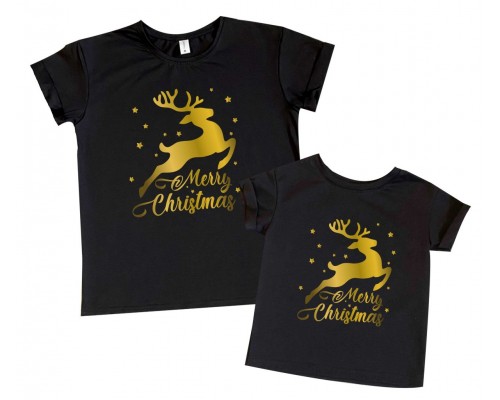 Merry Christmas - комплект новорічних футболок для мами та доньки купити в інтернет магазині