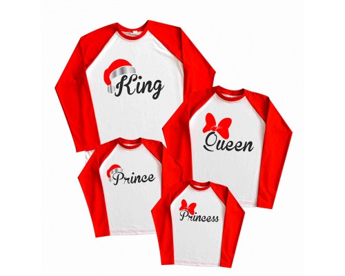 King, Queen, Prince, Princess - новогодний комплект family look 2-х цветных регланов купить в интернет магазине