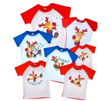 Новорічні олені - 2-х кольорові новорічні футболки