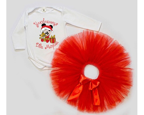 Любимица Деда Мороза - новогодний комплект для девочки боди +юбка пачка фатиновая купить в интернет магазине
