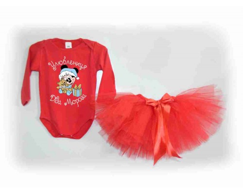 Улюблениця Діда Мороза - новорічний комплект для дівчинки боді +спідниця пачка фатинова купити в інтернет магазині