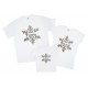 Снежинки глиттер - новогодний комплект белых футболок для всей семьи купить в интернет магазине