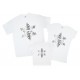 Снежинки глиттер - новогодний комплект белых футболок для всей семьи купить в интернет магазине