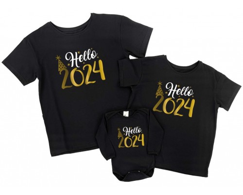 Hello 2024 - комплект новогодних футболок family look купить в интернет магазине