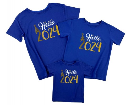 Hello 2024 - комплект новорічних футболок family look купити в інтернет магазині