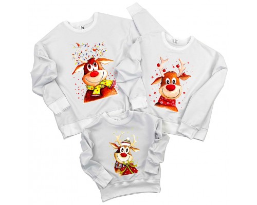Новорічні олені - новорічні світшоти для всієї родини купити в інтернет магазині