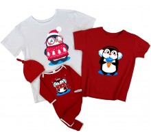 Пингвинчики - комплект футболок с комбинезоном-человечком