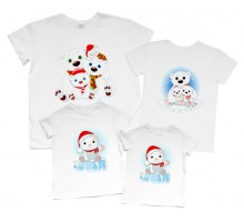 Мишки на льдине - новогодний комплект футболок для всей семьи