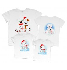 Ведмедики на крижині - новорічний комплект футболок для всієї родини