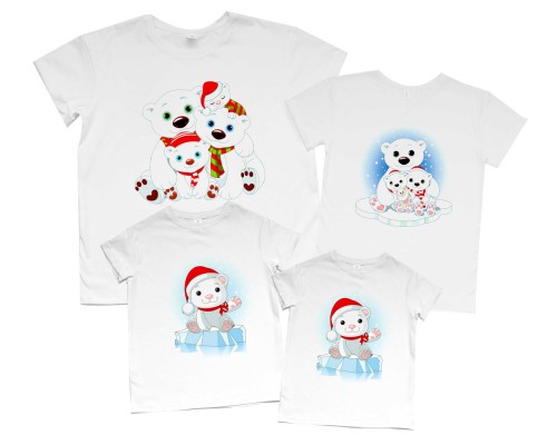 Мишки на льдине - новогодний комплект футболок для всей семьи купить в интернет магазине