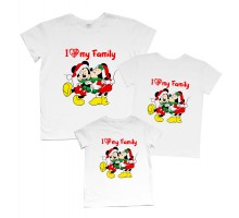 I love my family - новорічний комплект сімейних футболок з Міккі Маусами